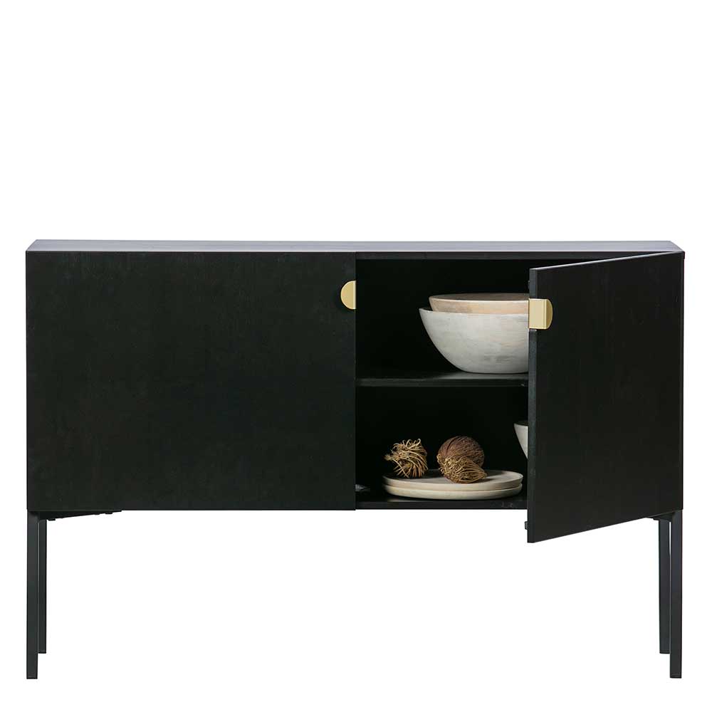 Modernes Sideboard Luryma in Schwarz mit Metallgriffen