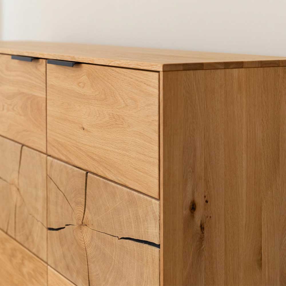 Sideboard Tenna mit Hirnholz Applikation aus Eiche Massivholz