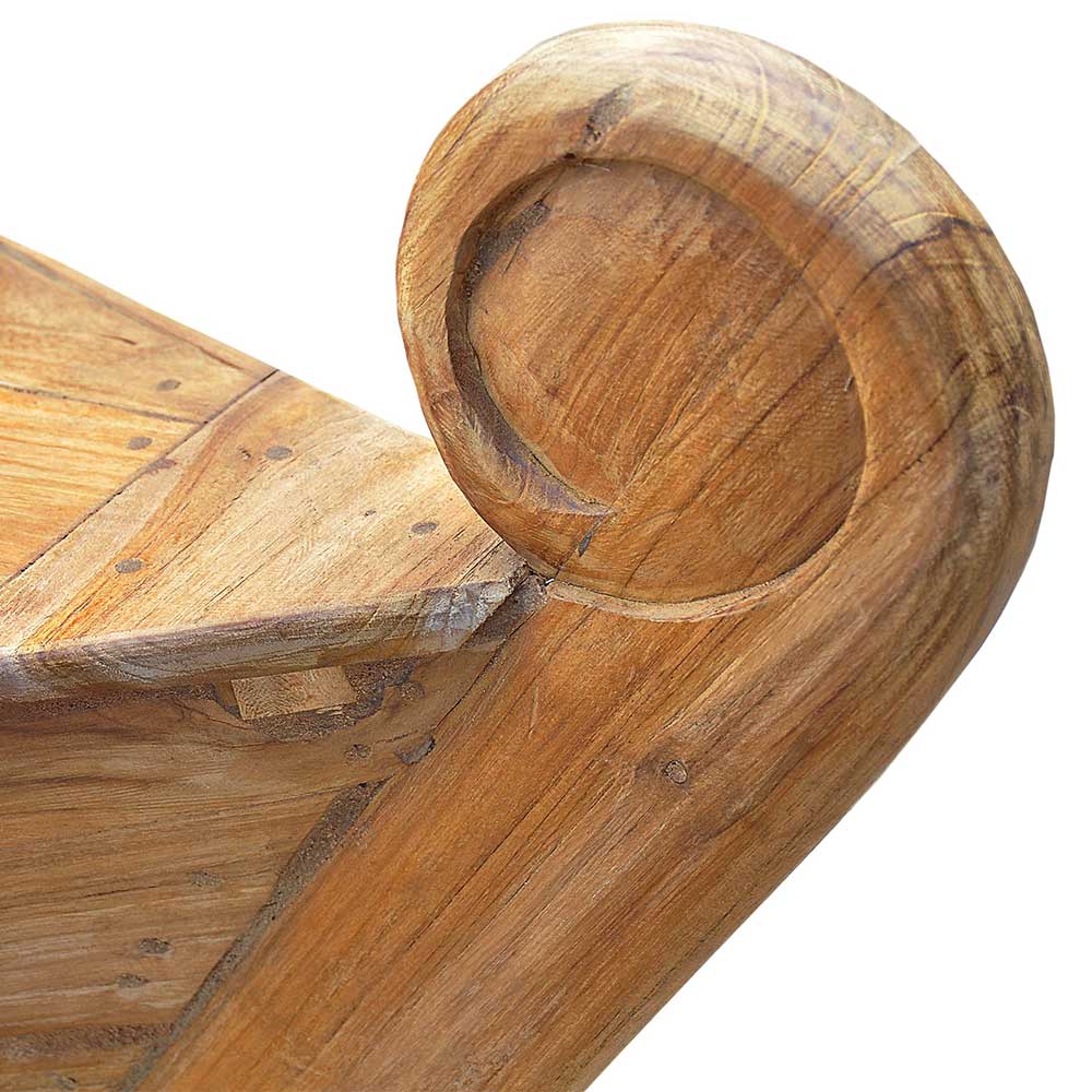 Rustikale Holzbank Koropi I in Bootform aus Teak Massivholz