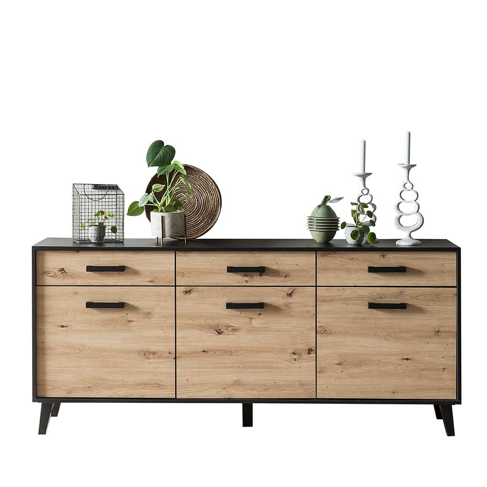 Großes Sideboard Liazuria 3 Türen 3 Schubladen in modernem Design