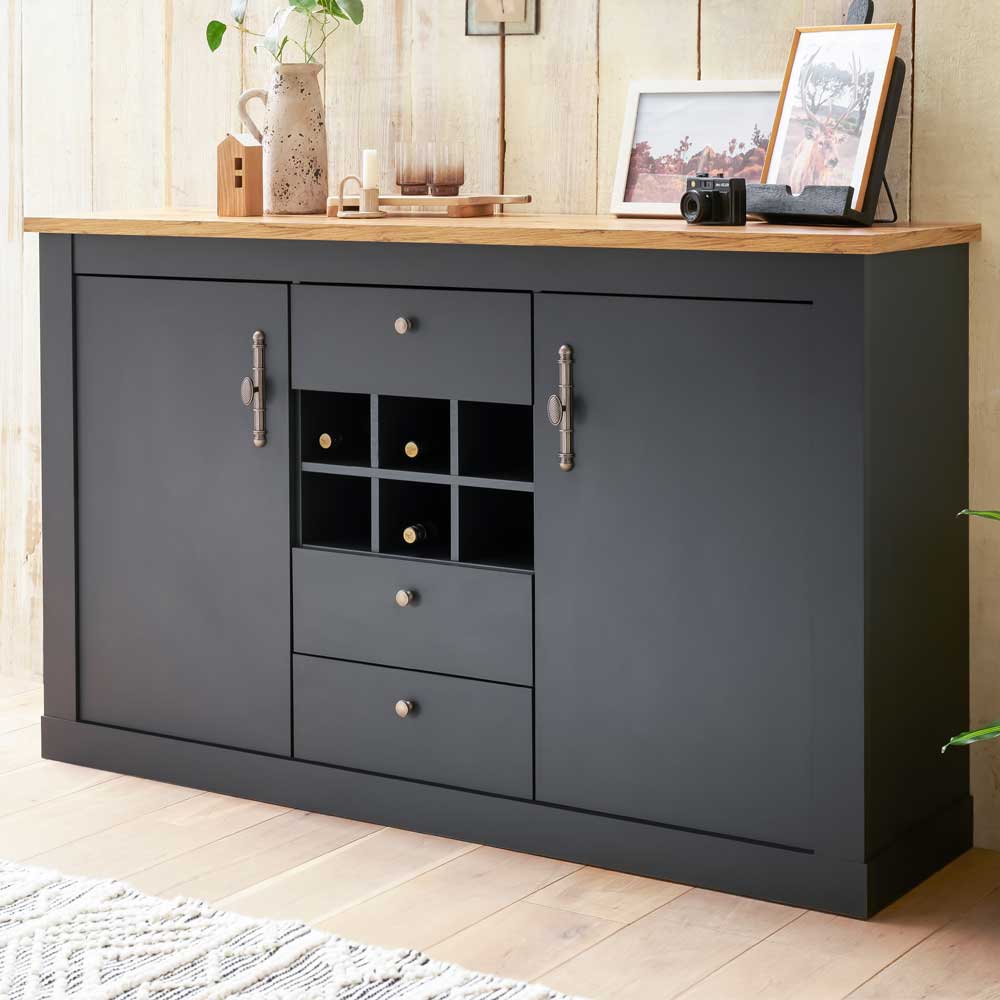 Sideboard mit Flaschenfach Saridio in Wildeichefarben und Anthrazit