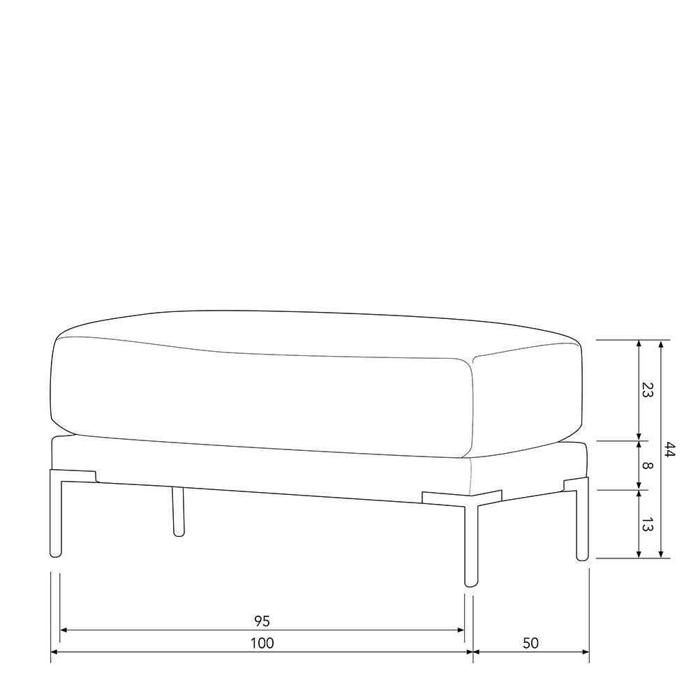 Couchhocker Udjaca in Taupe mit Vierfußgestell aus Metall