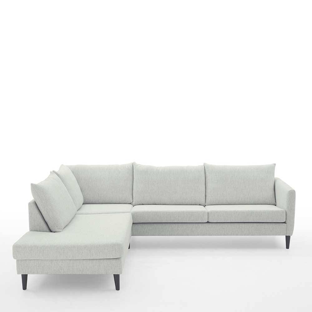 Skandi Design Ecksofa Offwhite Ratisca aus Webstoff mit Gestell aus Holz