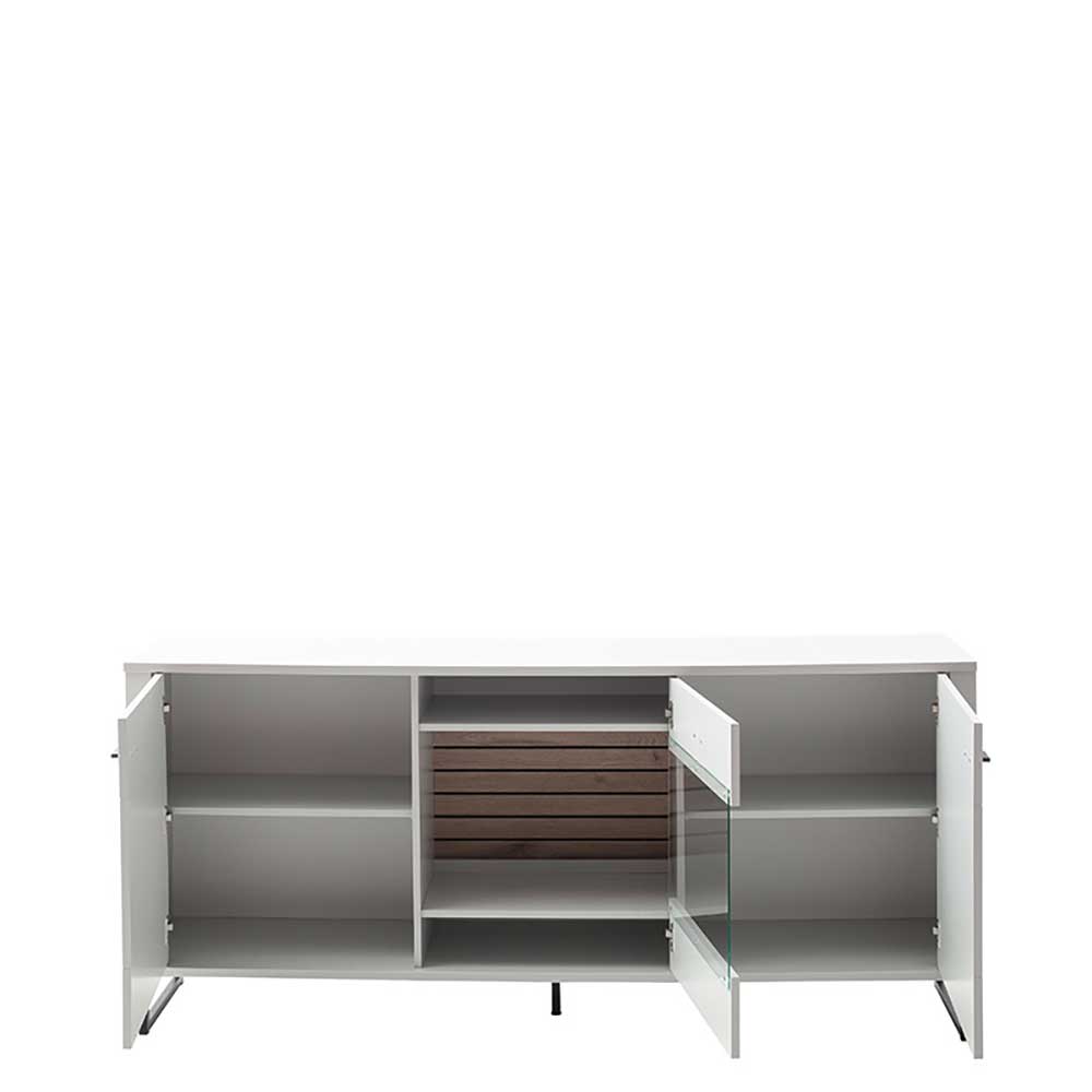 Weißes Esszimmersideboard Polar 189 cm breit mit Bügelgestell aus Metall