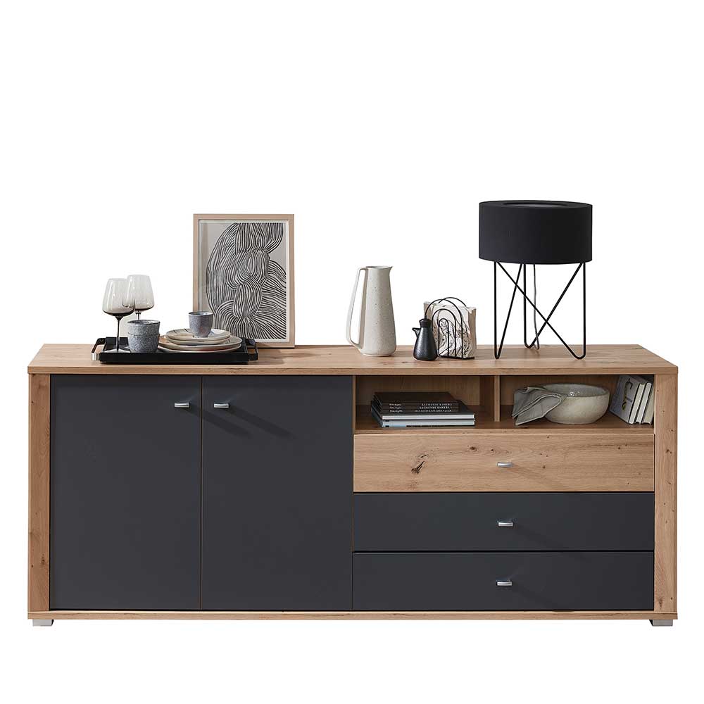 Sideboard Endriko in Wildeichefarben und Dunkelgrau