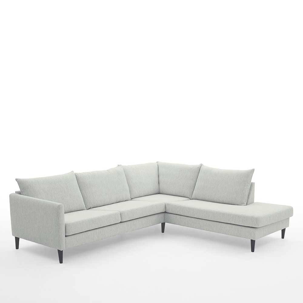 Skandi Design Ecksofa Offwhite Ratisca aus Webstoff mit Gestell aus Holz