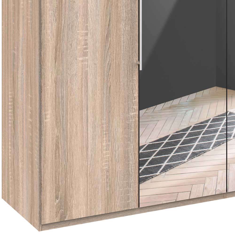 Eiche Sägerauer Kleiderschrank Gehvonda mit Spiegeltüren modern