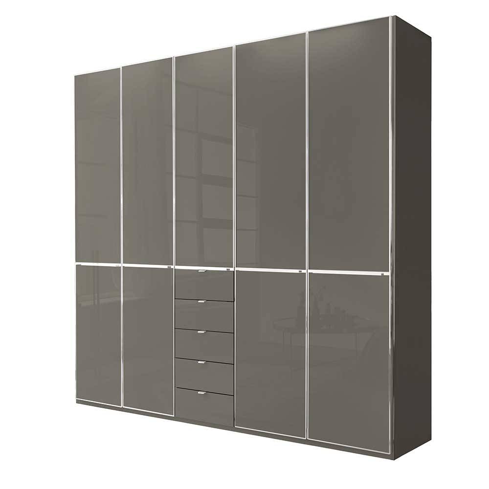 Kleiderschrank braun Boplaroma 247 cm breit mit fünf Schubladen