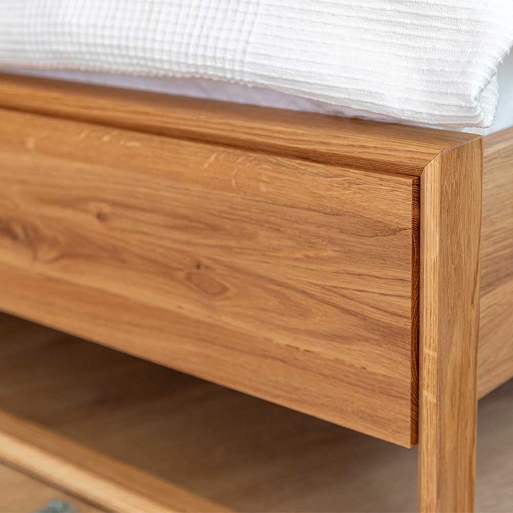 Doppelbett Eiche geölt Kojas in modernem Design mit 34 cm Einstiegshöhe