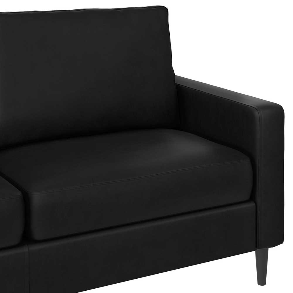 Kunstleder Sofa Frenanda in Schwarz mit Taschenfederkern Polsterung