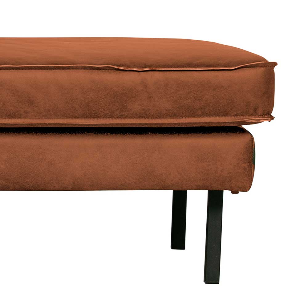 Recyclingleder Dreier Sofa Roger in Cognac Braun im Retro Design