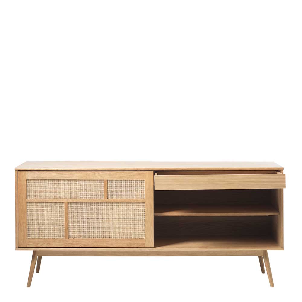 Sideboard Eiche teilmassiv Arenella mit Schiebetüren aus Rattan