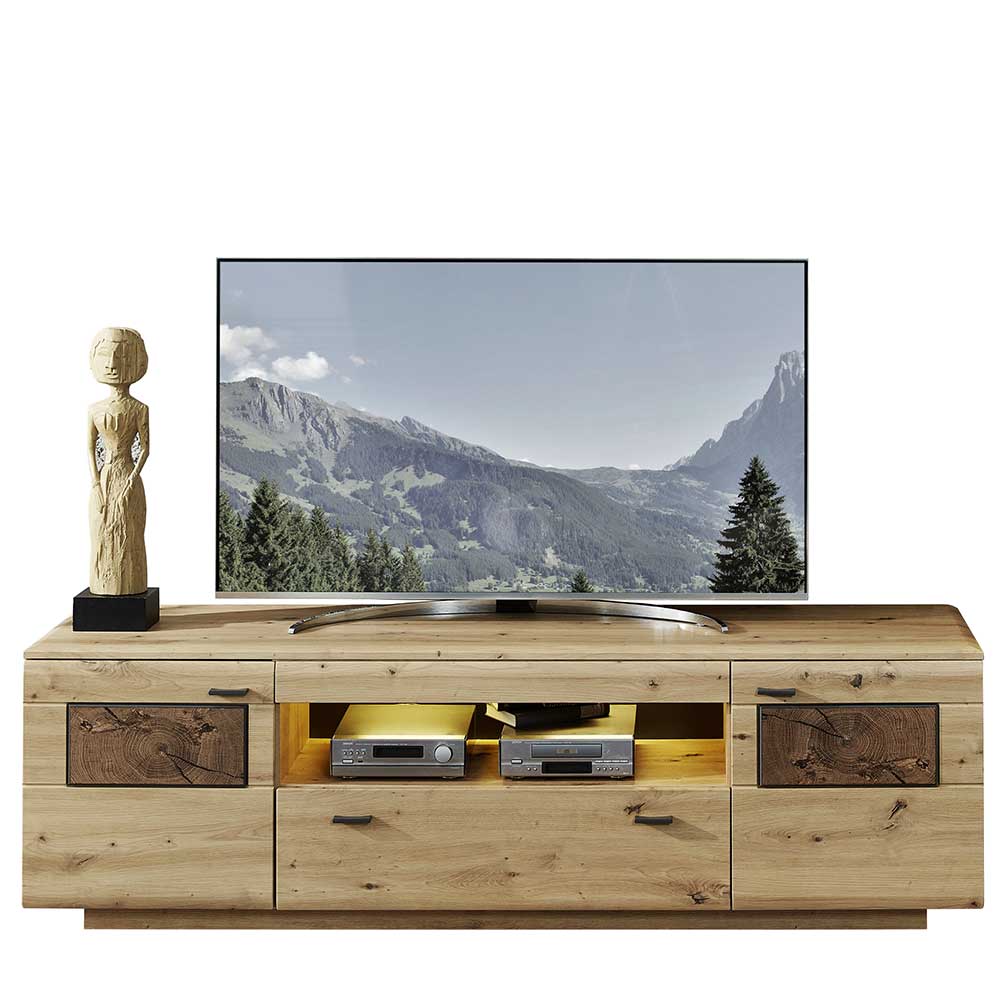 Wohnzimmer Schrankwand Philsov in Wildeiche Hirnholz Optik modern (dreiteilig)