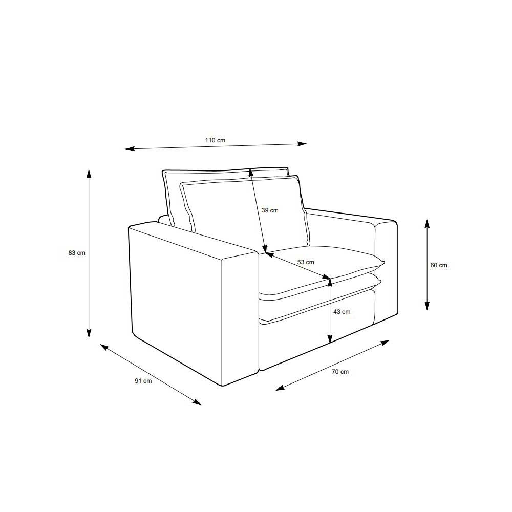 Hellbrauner Einzelsessel Mejan aus Cord mit 43 cm Sitzhöhe