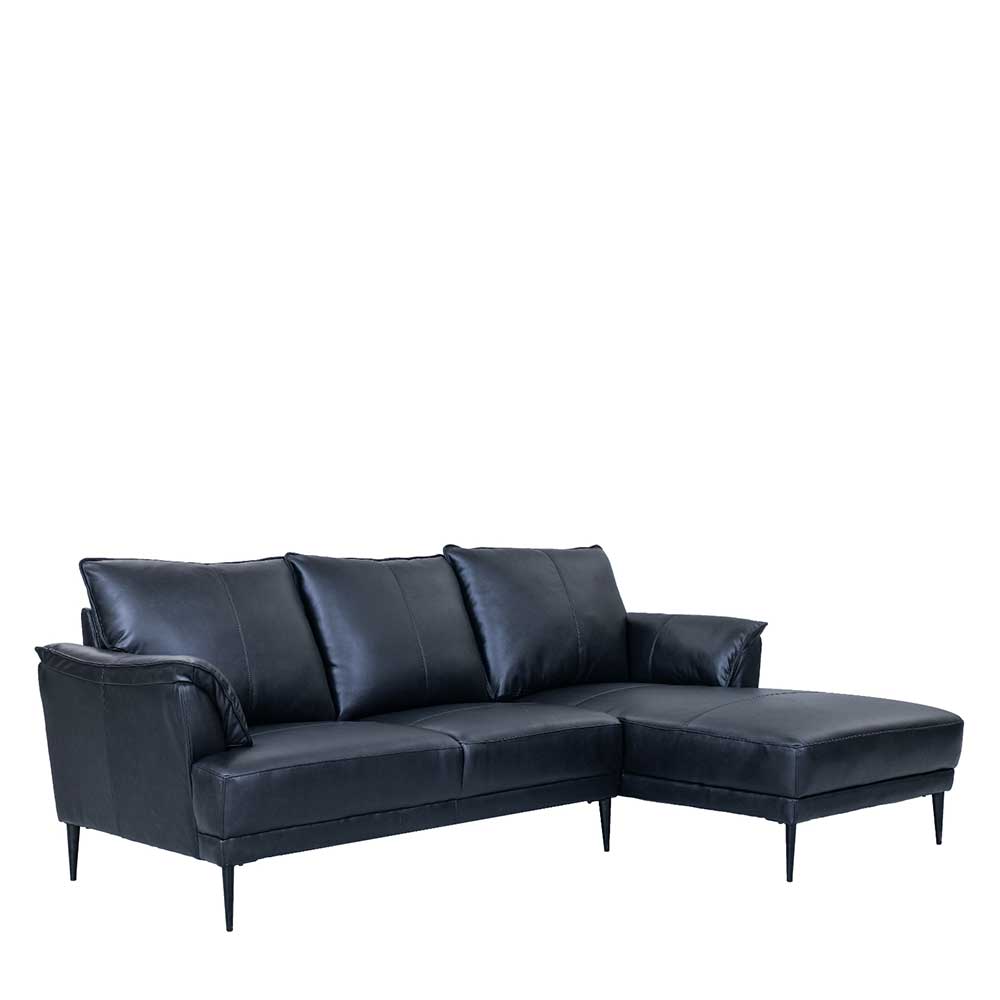 Wohnzimmer Couch Yanatada in Schwarz aus Echtleder