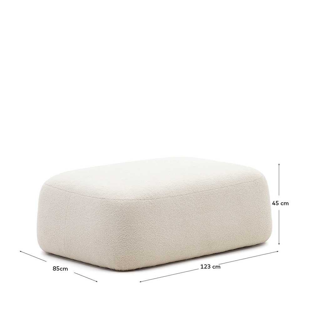 Boucle Couchhocker Troy in Offwhite im Skandi Design