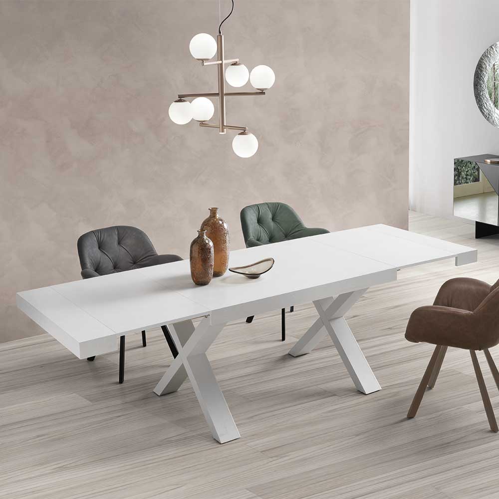 Weißer Esszimmer Tisch Gildas in modernem Design - verlängerbar