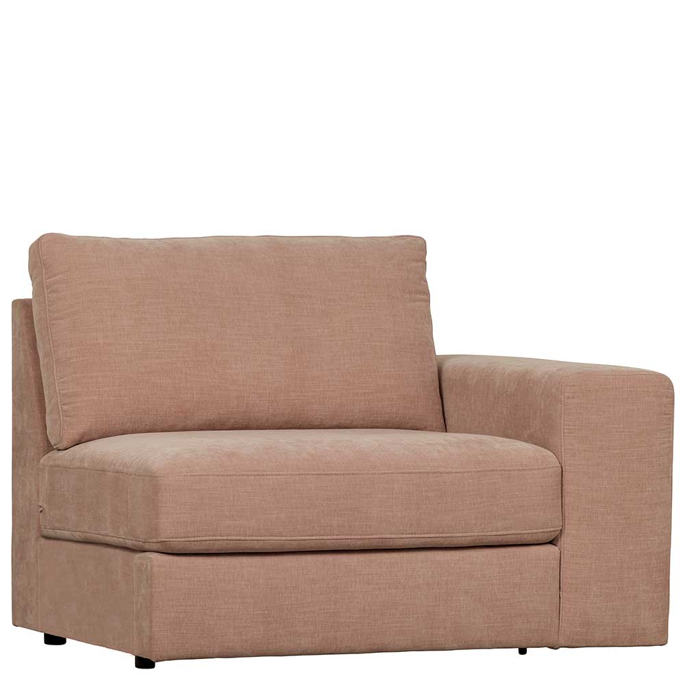 Rosa Einsitzer Modul Couch Oktamian aus Webstoff mit Armlehne rechts