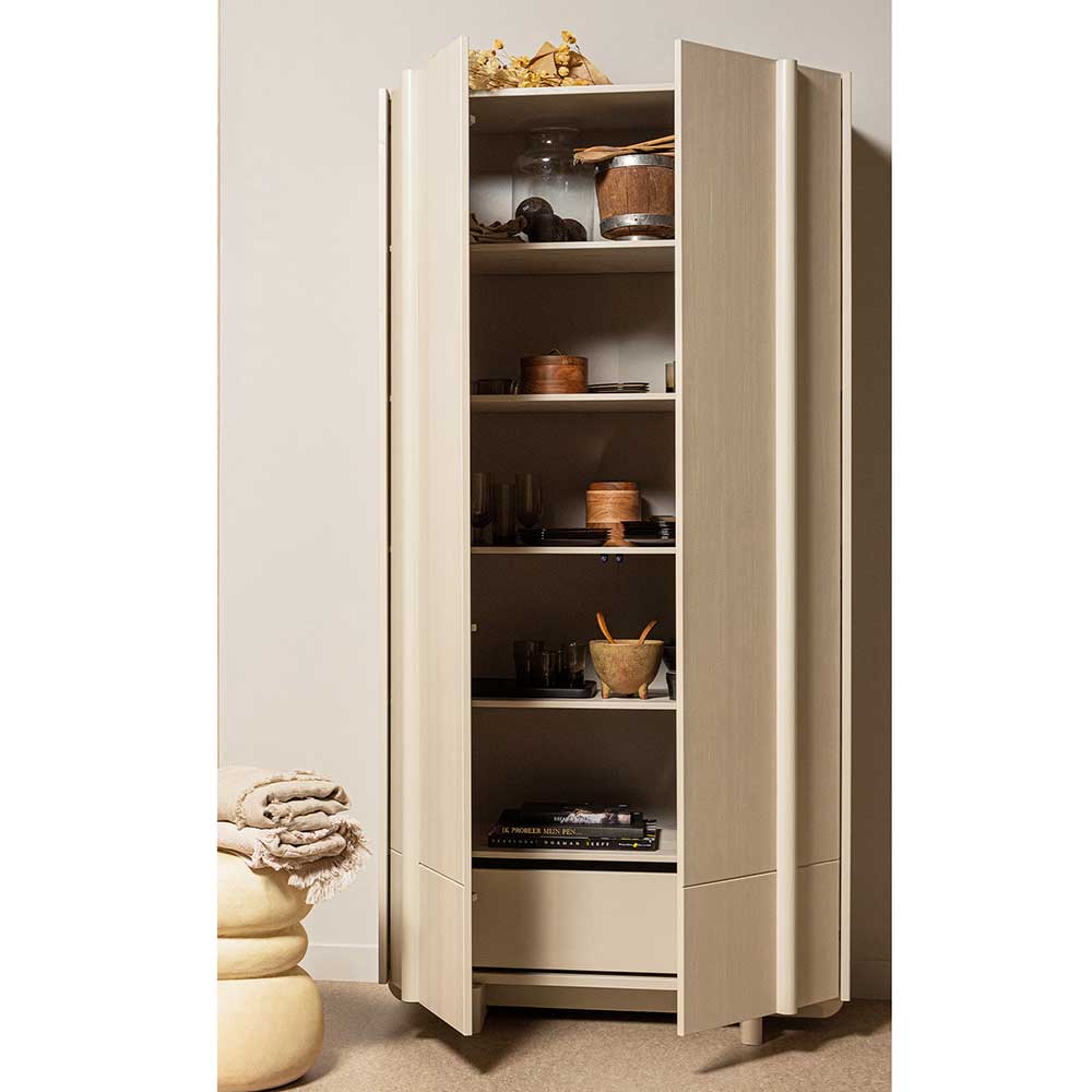 Moderner Wohnzimmerschrank Kidur in Hellgrau 101x210x46 cm