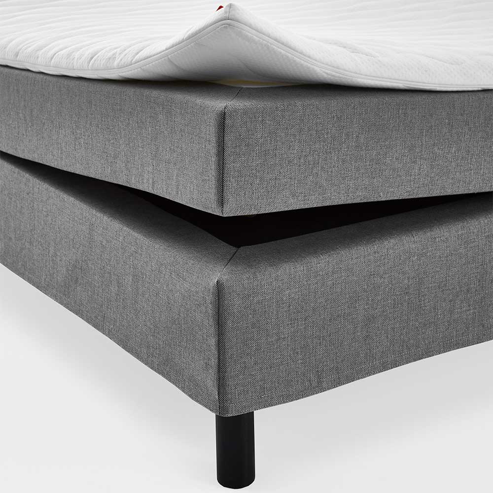 Graues Boxspringbett Techo mit 62 cm Einstiegshöhe ohne Kopfteil