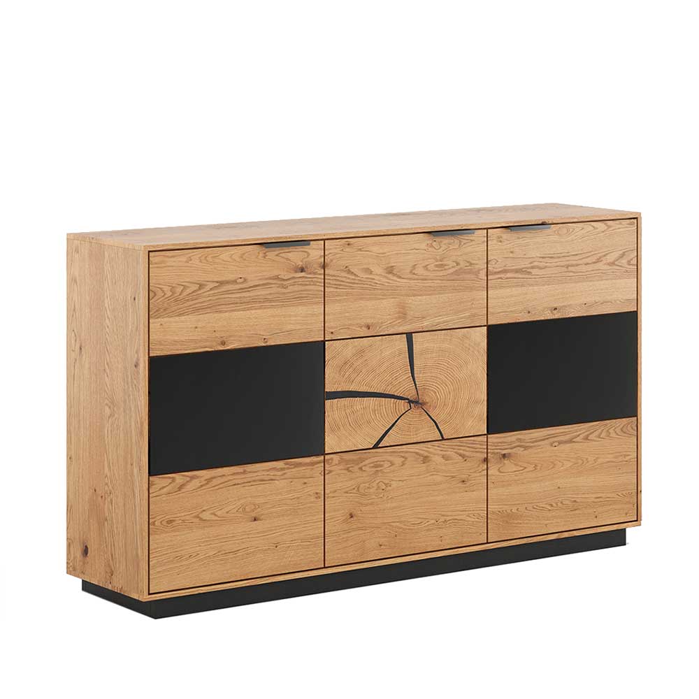 Sideboard Lakosion mit Hirnholz Applikation aus Eiche Massivholz