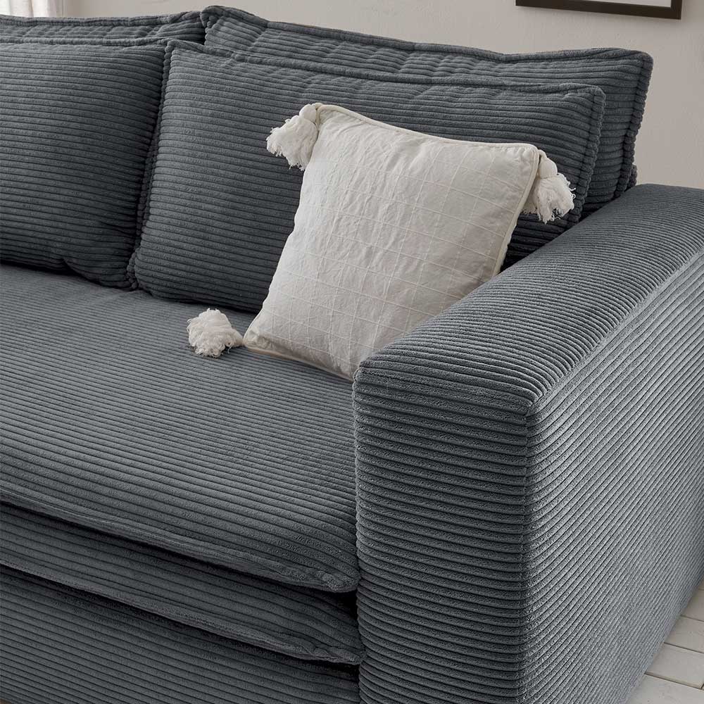 Zweisitzer Sofa Anthrazit Eltusa aus Cord 180 cm breit