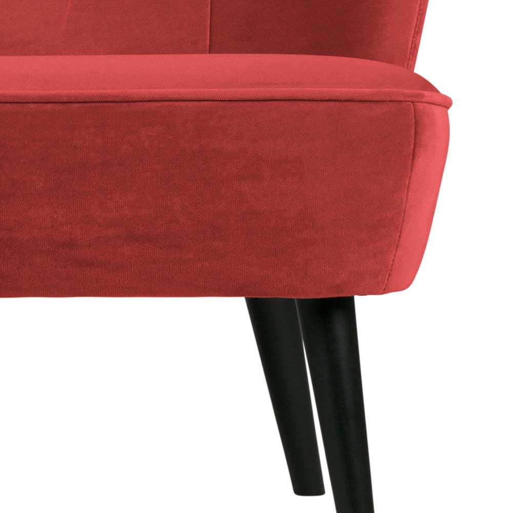 Zweier Sofa Alice in Rot Samt im Retrostil