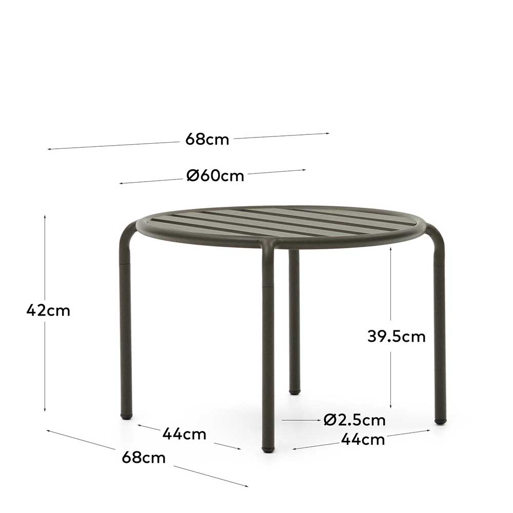 Garten Beistelltisch Angoro aus Aluminium in Graugrün