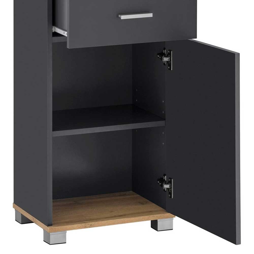 Badezimmer Schrank Lariusa in Dunkelgrau 151 cm hoch