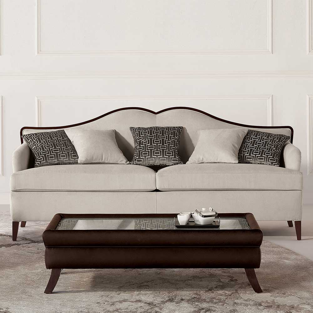 Elegante Couch Senva in Beige und Dunkelbraun im klassischen Stil