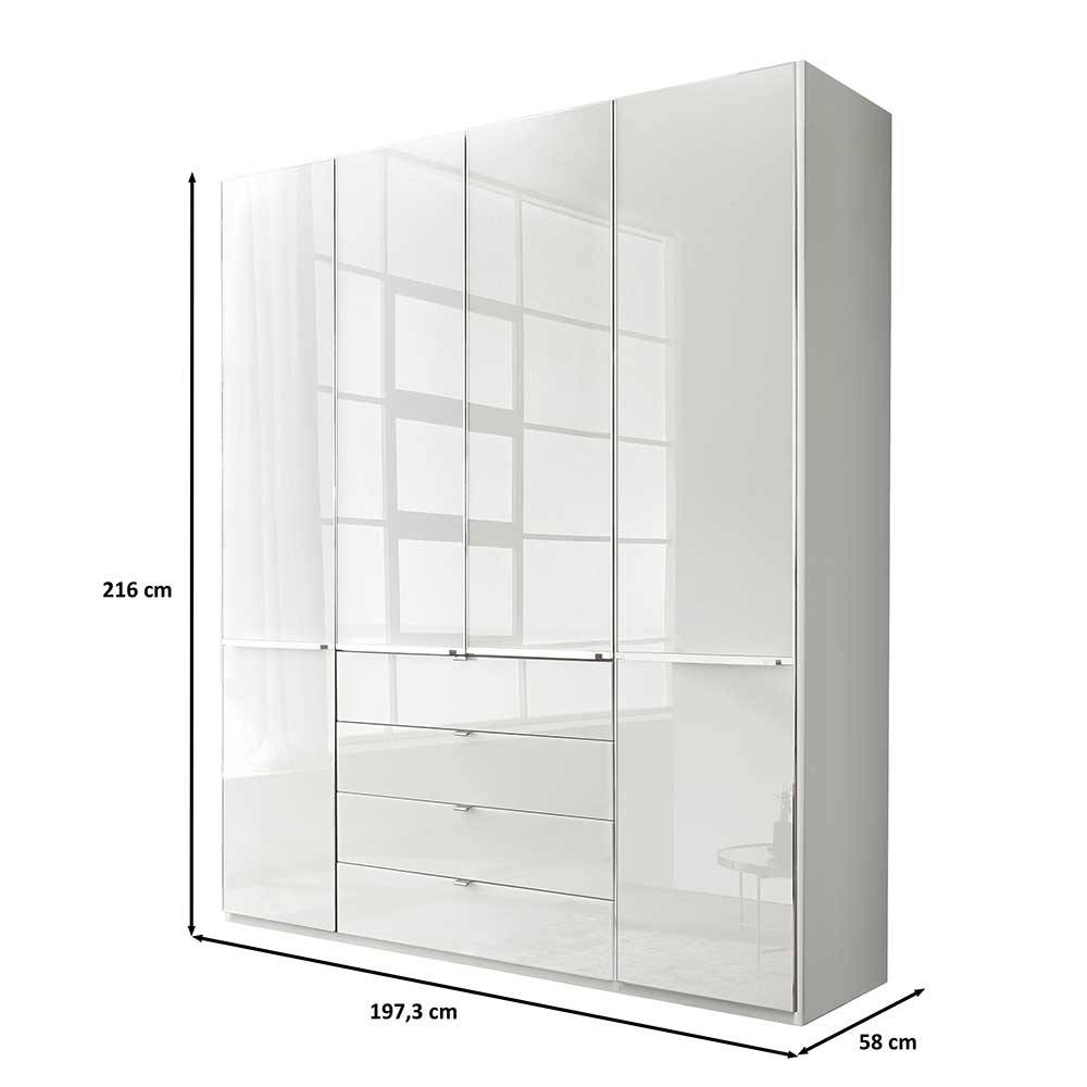 Schlafzimmer Drehtürschrank Bean in Weiß 198 cm breit