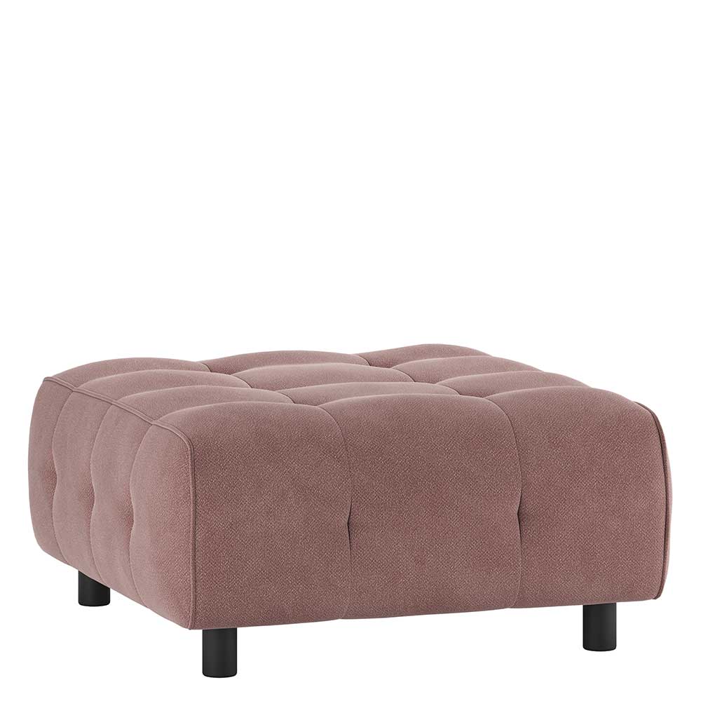 Webstoff Couchhocker Petrolina in Mauve mit Vierfußgestell aus Holz