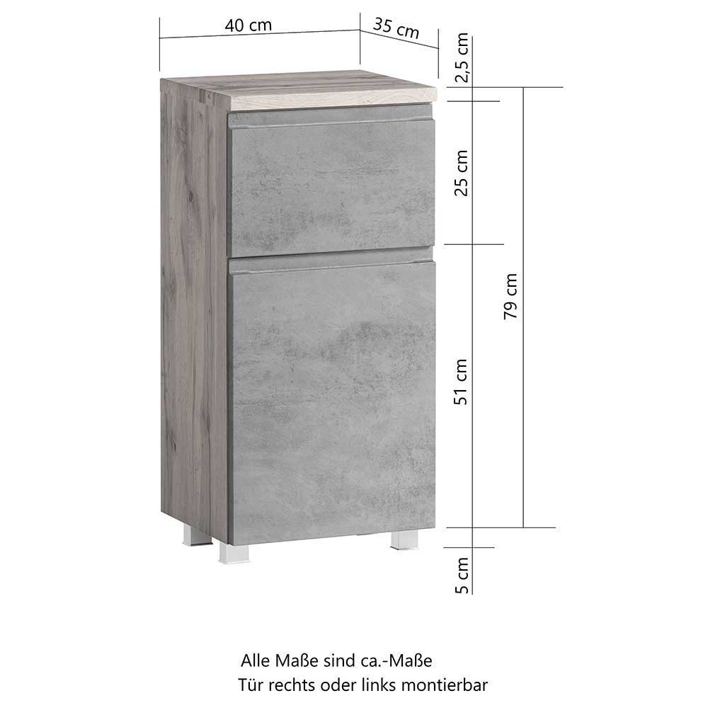 Badmöbel Set zweifarbig Lactona in modernem Design mit Beleuchtung (fünfteilig)