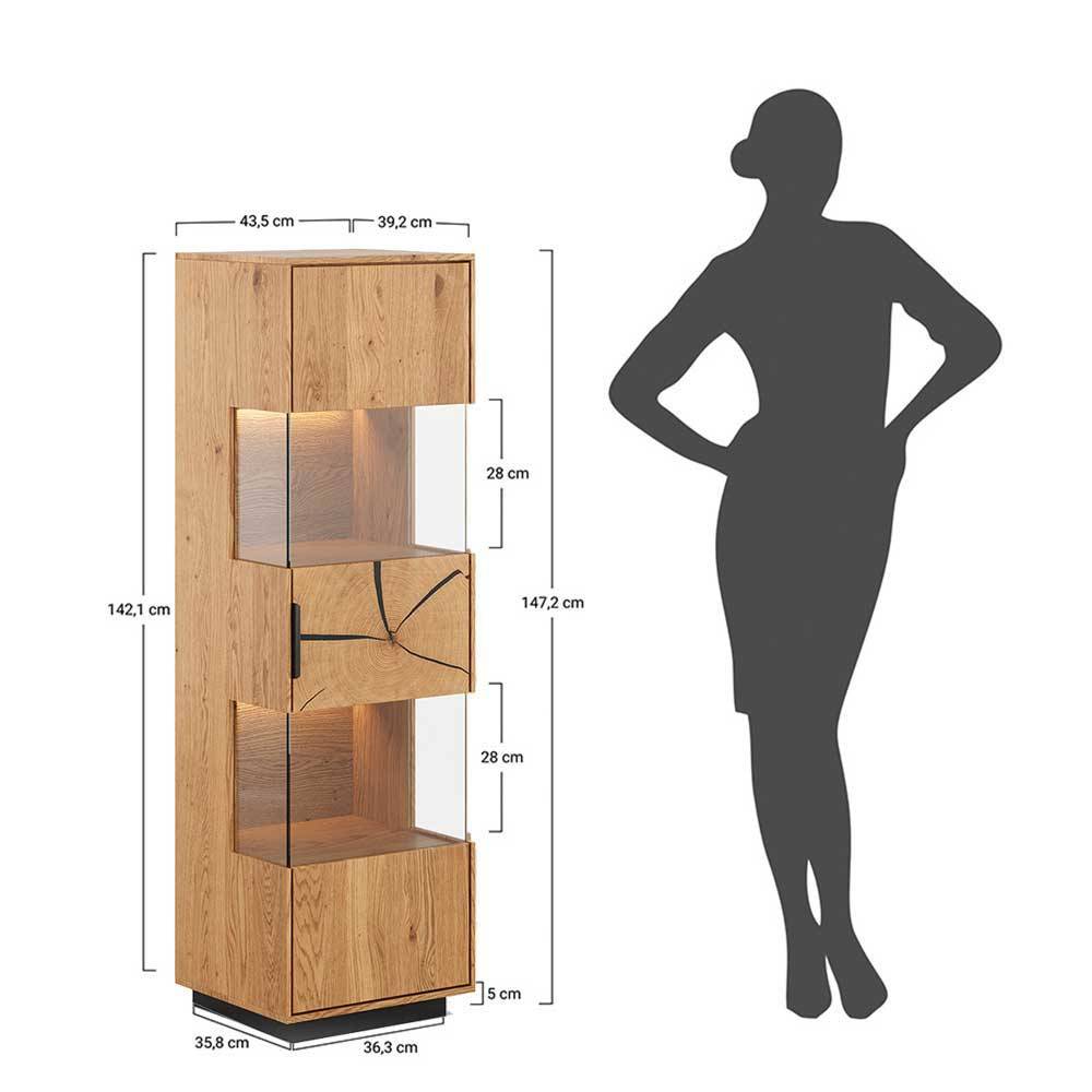 Wohnzimmerschrank Tenna mit LED Beleuchtung und Hirnholz Applikation