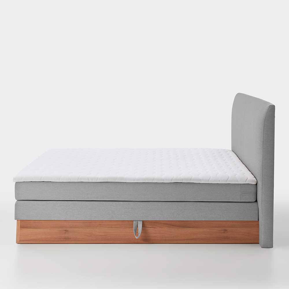 Stauraum Boxspring Bett Kara in Grau und Walnussfarben