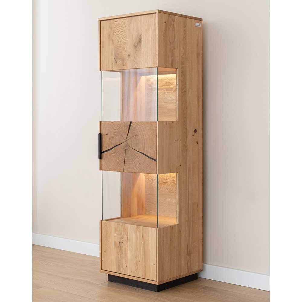 Wohnzimmerschrank Tenna mit LED Beleuchtung und Hirnholz Applikation