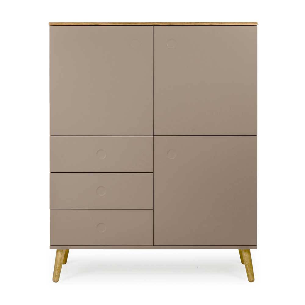 Highboard Durioscos in Taupe und Eiche mit Push to open Funktion