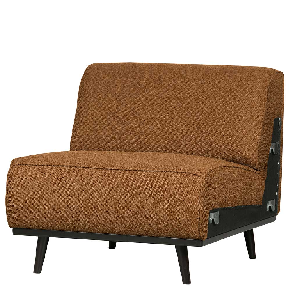 Modulsofa Einsitzer Masuyo aus Boucle Stoff mit Vierfußgestell aus Holz