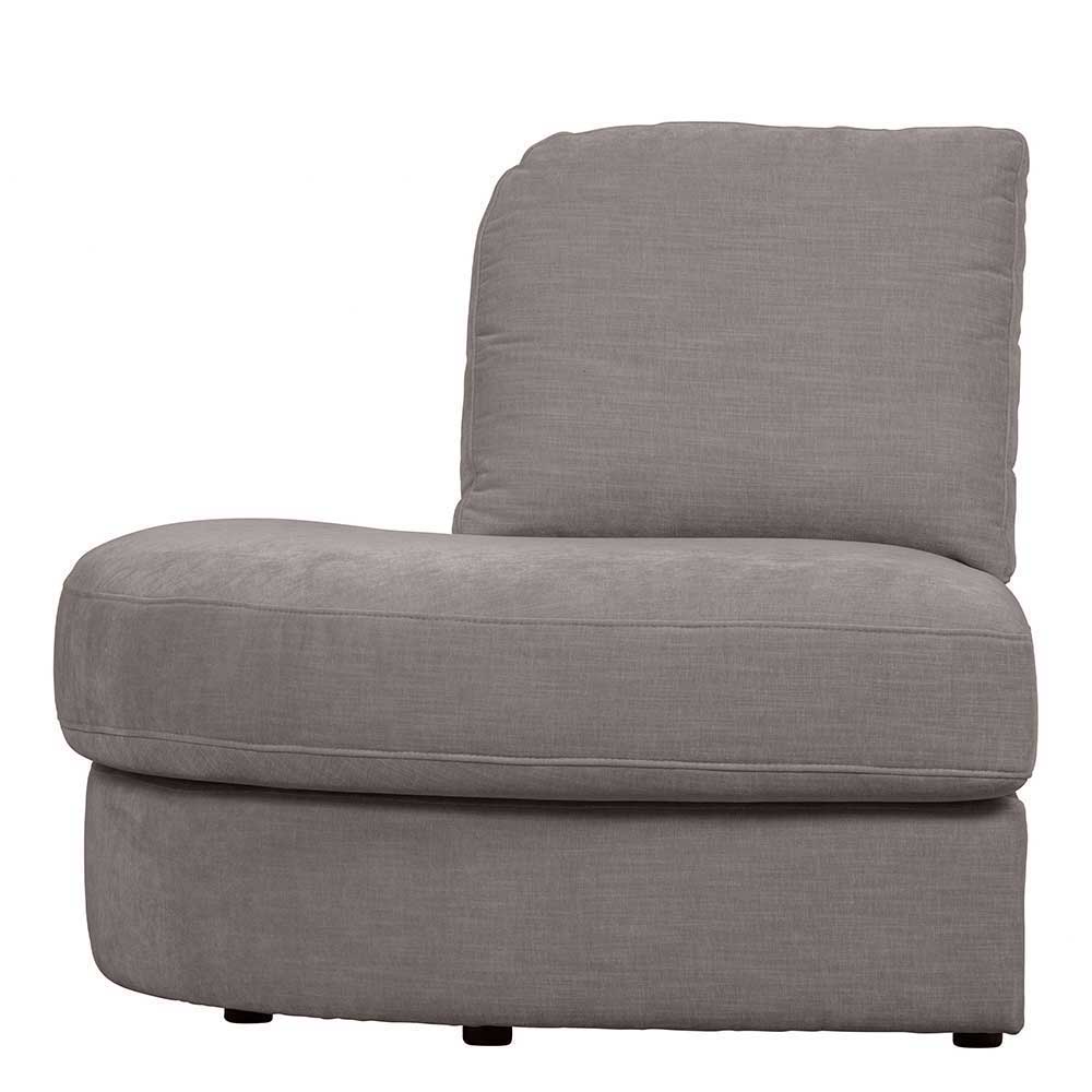 Graues Viersitzer Modulsofa Fredoco - Rücken echt bezogen 98 cm tief