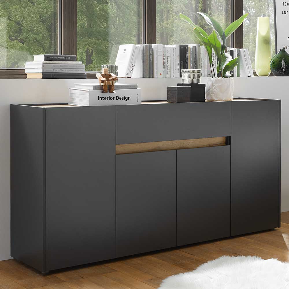 Sideboard Uzniana in Wildeichefarben und Anthrazit