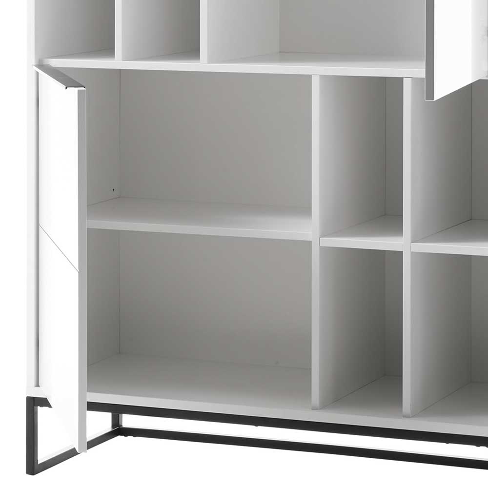 Wohnzimmer Highboard Privonda in Weiß und Schwarz 100 cm breit