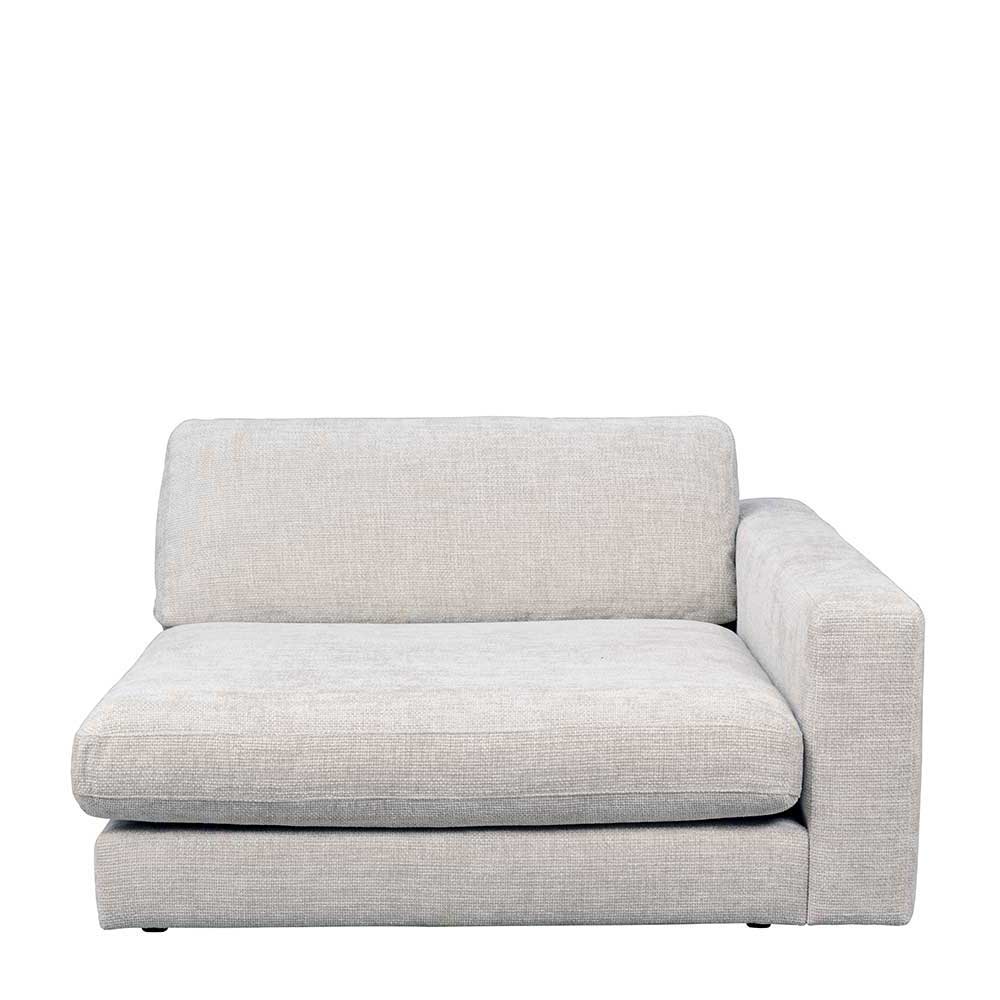 Kleines Sofa Stokes 129 cm breit in Hellgrau Webstoff