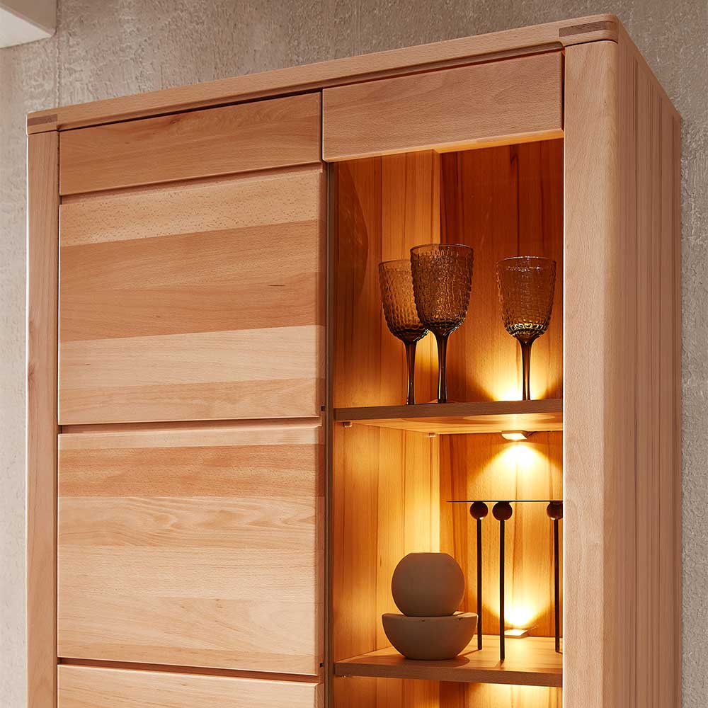 Schrank Vitrine Dressed in Kernbuchefarben 203 cm hoch