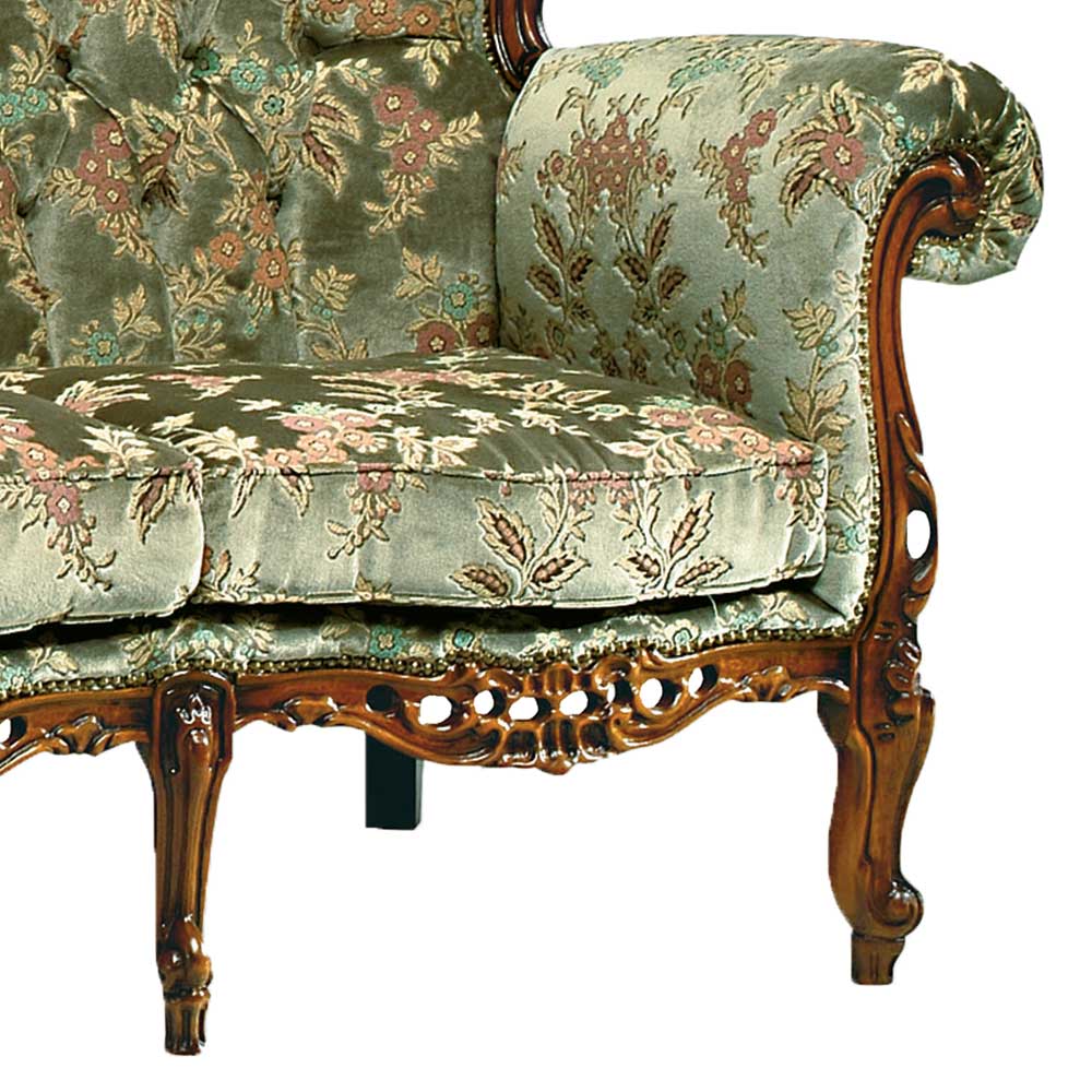 Barockes Dreisitzer Sofa Altabeticas in Grün mit Blumen Motiv