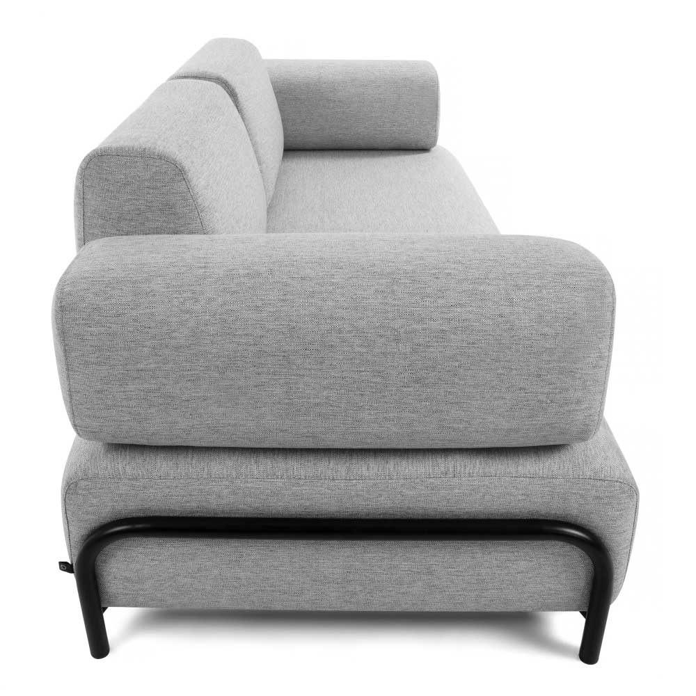 Dreisitzer Sofa Morena in Hellgrau Webstoff modern