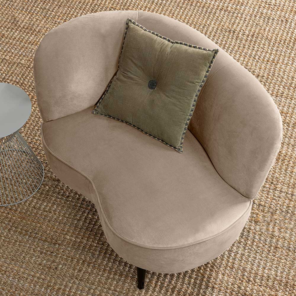 Lounge Sofa Garcia in Khaki Samt mit einem Sitzplatz