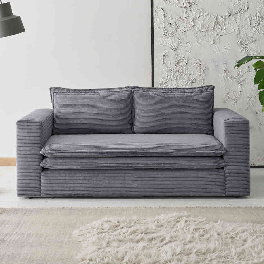 Zweisitzer Sofa Anthrazit Eltusa aus Cord 180 cm breit