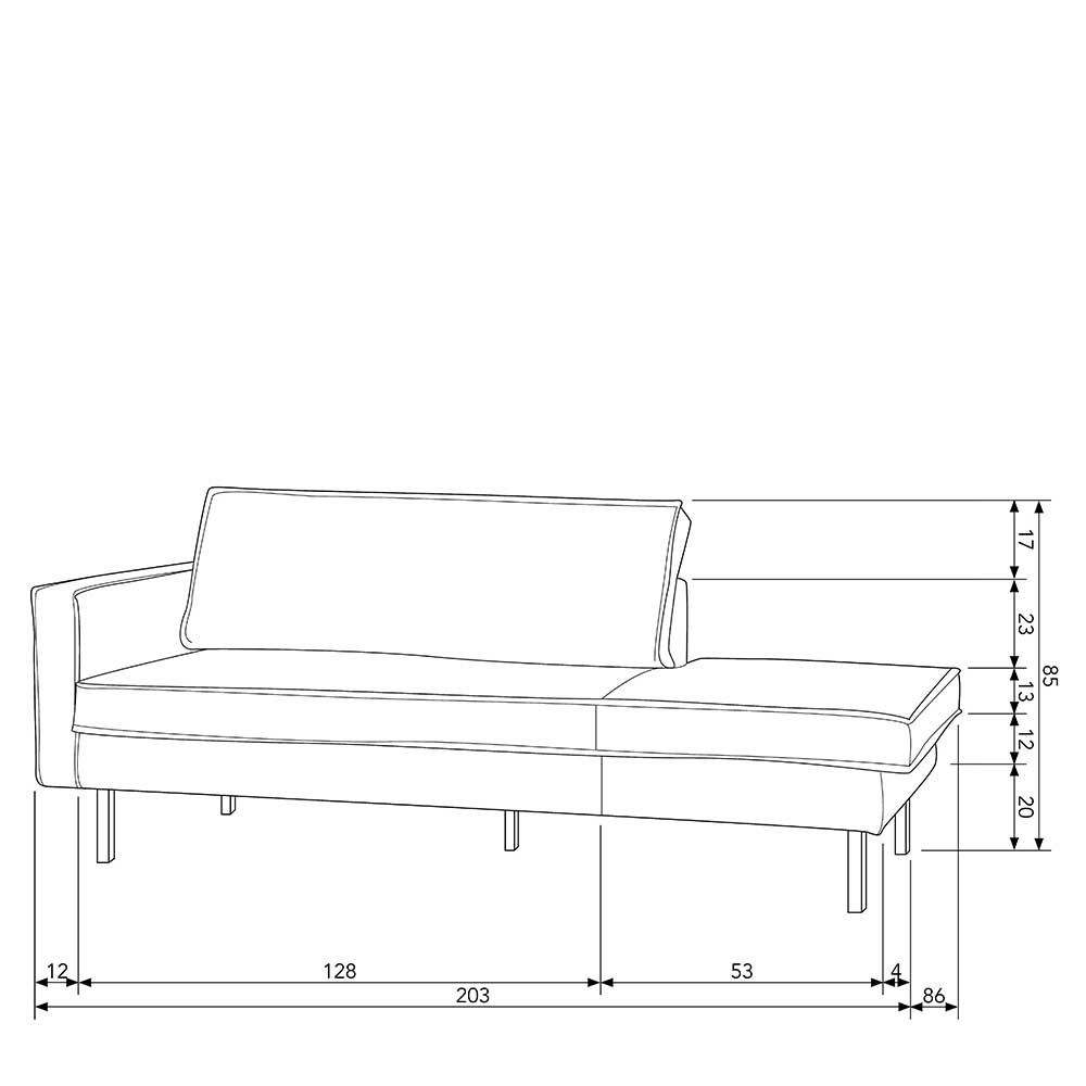 Chaiselongue Kiano aus Recyclingleder in Olivgrün