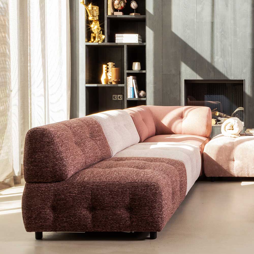 Modulares Couch Element Rasfera in Mauve aus Strukturstoff 90 cm breit