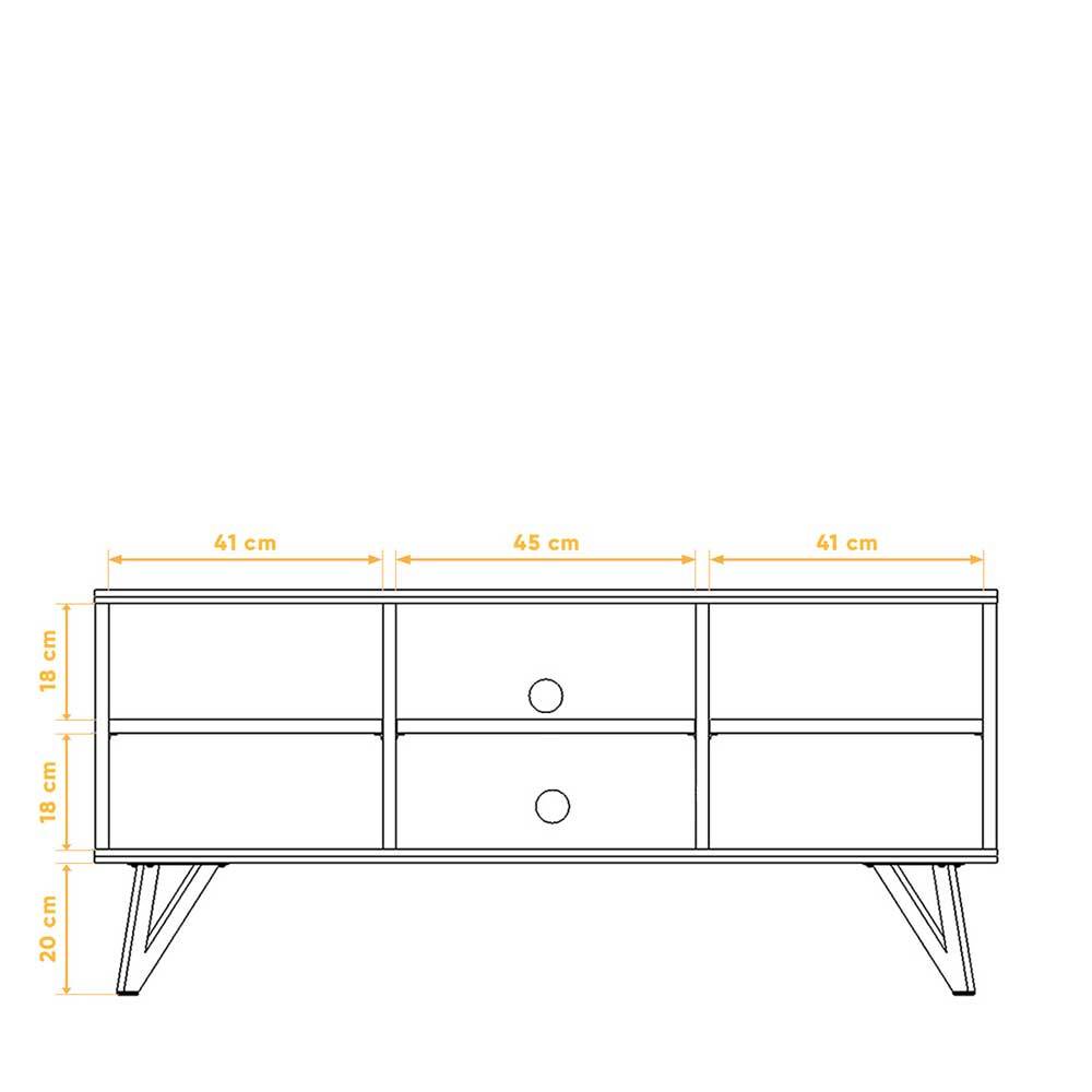 TV Lowboard Cariasca aus Wildeiche Massivholz und Stahl mit 2 Türen